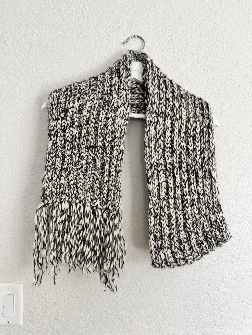 Chunky Knitted long B & W scarf